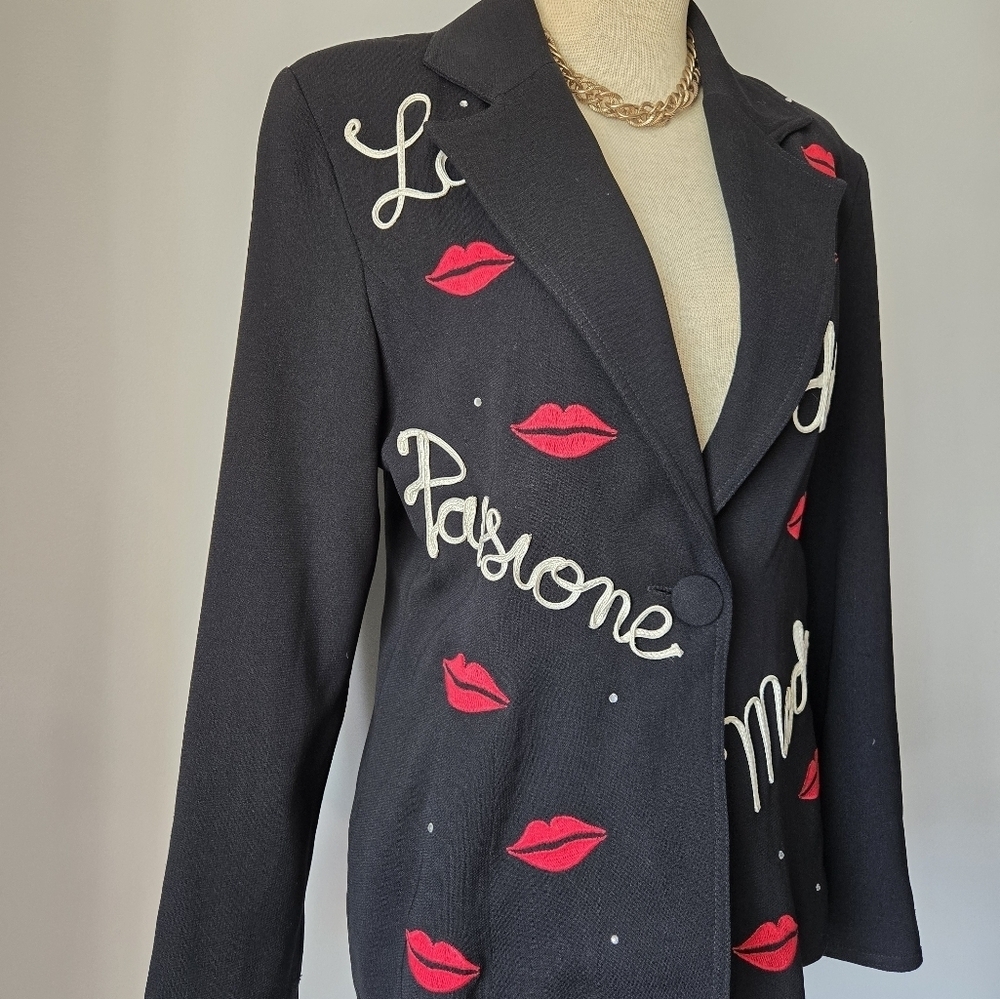 BESTINI PARIS  Black Embroidered Blazer. Size 3 - Picture 3 of 13